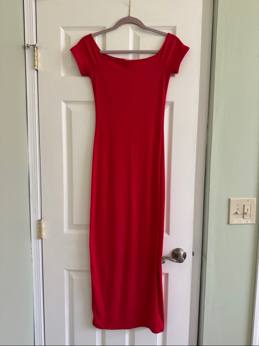 See you Monday ribbed cap sleeve maxi dress - L red